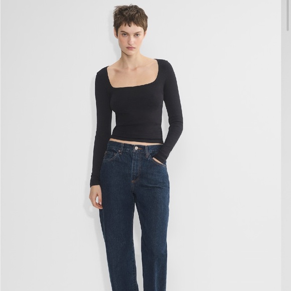 Aritzia HomeStretch Rib SquareNeck Longsleeve, Black, size L - Picture 2 of 4